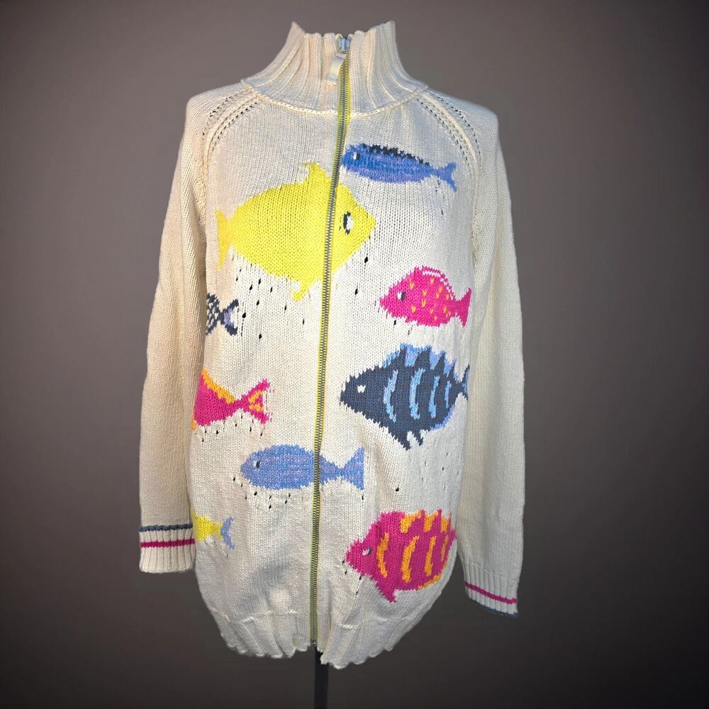 NWT Anthropologie Pilcro Fish Icon Zip-Up Sweater. Size S. Retails $228 - Picture 4 of 10